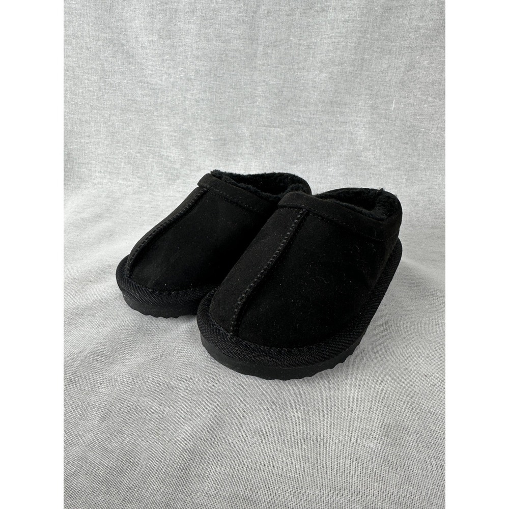 Cat & Jack Jude Black Faux Fur Lined Moccasin Slippers Toddler Kids Size‎ 6 NEW